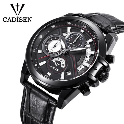 

CADISEN C9016 true three-eye multi-layer face mens watch multi-function steel belt quartz watch 6168
