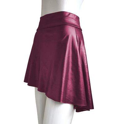 

Women High Waist Bodycon Faux Leather Wet Look Flared High-Low Skater Mini Skirt