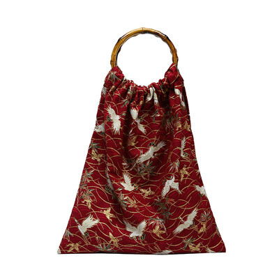 

2019 New National Floral Printing Cloth Women Tote Bag Bamboo Handle Handbag Lady Light canvas Shoulder Messenger Bag Bolso