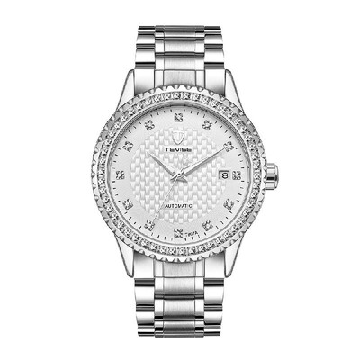 

TEVISE Men Fashion Automatic Mechanical Wrist Watch Luxury Diamond Calendar Waterproof Stainless Steel Watch