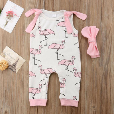 

Newborn Infant Baby Girl Romper Summer Sleeveless Flamingo Print Romper Bodysuit Clothes Set
