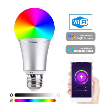 

2196 Smart WIFI LED Bulb WIFI Light RGB Multicolor LED Bulb 9W E2627 Dimmable Light Phone Remote Control Compatible with Alexa Go