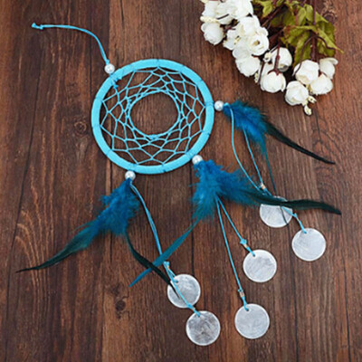 

Handmade Silver Bead Dream Catcher Wind Chimes Indian Style Feather Pendant Dreamcatcher Creative Car Hanging Decor