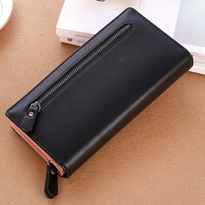 

Chic Lady Solid Color Faux Leather Zip Purse Cards Phone Pouch Clutches Handbag