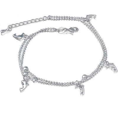 

Silver Beads Dolphin Fish Women Chain Anklet Bracelet Summer Beach Foot Jewelry
