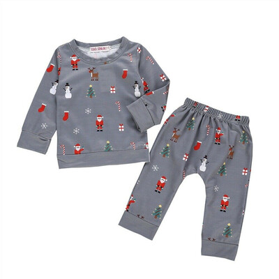 

Newborn Baby Boys Girl Xmas Pjs Sleepwear Pajamas Deer Santa Clothes Outfits