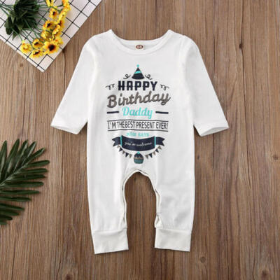 

Happy Birthday Newborn Baby Boy Girl Clothes Romper Bodysuit Jumpsuit Outfit Set
