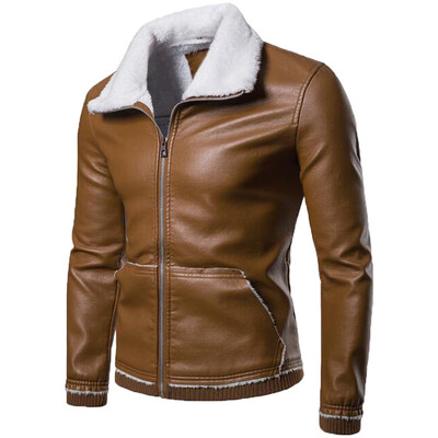 

Gobestart Mens Casual Autumn Winter Long Sleeve Solid Turn-down Collar Lamb Fur Coat Top