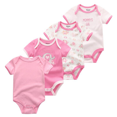 

4PCSLot Baby Clothing Sets Baby Girls Clothes Rpmpers Newborn 0-12M 100Cotton Print Short Sleeve Baby Boys Clothes Bodysuits