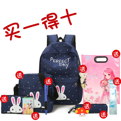 

Large capacity double shoulder bag girl small fresh lovely cartoon junior high school pupils schoolbag female Korean version campu