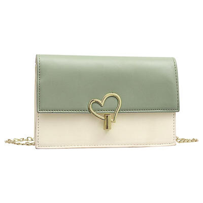 

Hit Color Heart Decor Shoulder Handbags Women Chain Leather Crossbody Bags