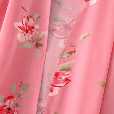 

Women Kimono Cardigan Floral Print 34 Sleeves Boho Loose Long Bikini Cover Ups Beachwear