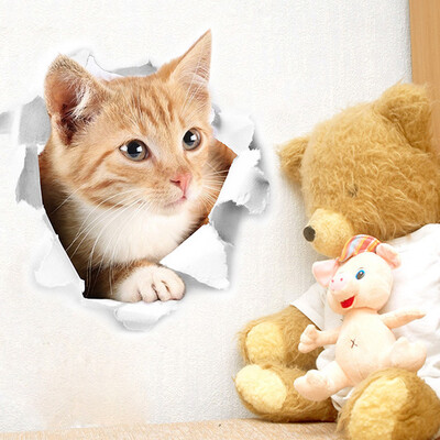 

3D Cute Kitten Closestool Sticker Kids Bedroom Wall Deocration Cat Cartoon Fridge Sticker