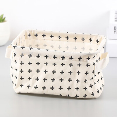 

Siaonvr Cotton Linen Desktop Storage Basket Sundries Storage Box with Handle