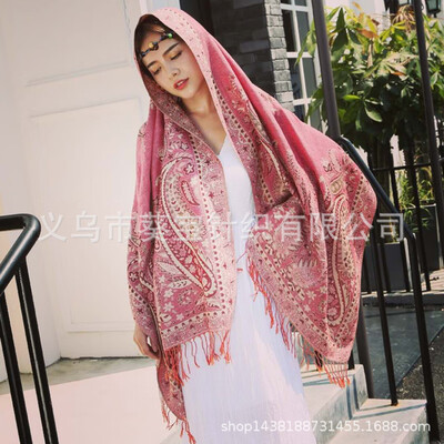 

Large cashew fruit national wind shawl autumn&winter wild scarf female dual-use jacquard travel photo shawl female factory wholesale