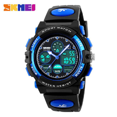 

SKMEI High Quality Children Sports Wristwatch Dual Movements 5ATM Water-proof Kids Watch with Alarm Chronograph Back Light