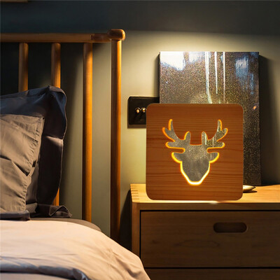 

Siaonvr Creative Craft Decoration Wooden Lamp Led Light Night Light Table Lamp