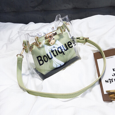 

Net red on the new summer transparent bag new 2019 Korean version of Joker jelly bag shoulder slung womens bags tide