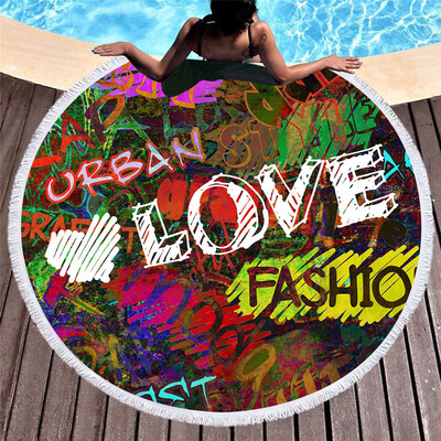 

Toponeto European And American Retro Round Print Quick-Drying Beach Towel