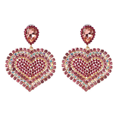 

JURAN Vintage Boho Statement Crystal Heart Drop Earrings Ethnic Antique Heart-shaped Jewelry Birdal Wedding Party Accessories