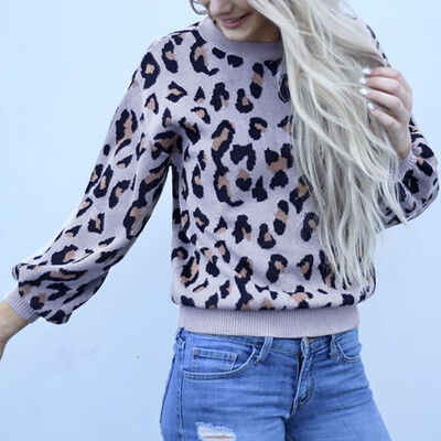 

Tailored Women Fashion Casual Leopard Print Shirt Splice Long Sleeve Blouse Loose Tops