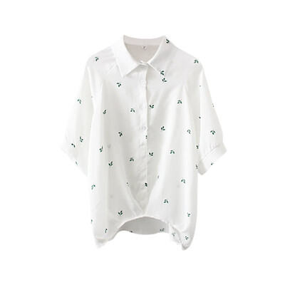 

Blouse Women Wild Embroidery Casual Loose Single-breasted Cotton Long Sleeve Lapel Blouse blusas mujer de moda