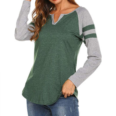 

Full Sleeve Striped Patchwork Women Casual Summer T Shirt Girl Tee Tshirt Loose Top T-Shirt