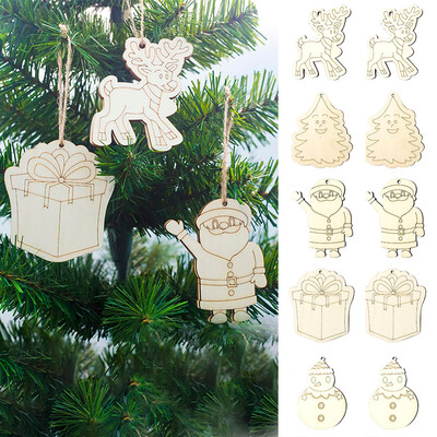 

Tailored 10PC Wooden Hanging Christmas Tree Snowman Elk Decorations Christmas Party Home