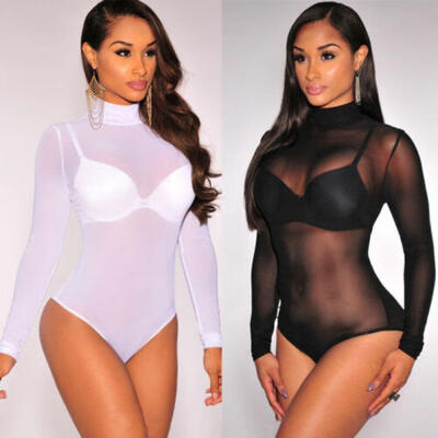 

Women Long Sleeve Bodysuit Stretch Ladies Leotard Body Tops Tshirt Jumpsuit New