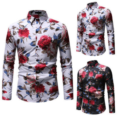 

Fashion Mens Luxury Floral Stylish Slim Fit Long Sleeve Casual Dress Shirt Tops
