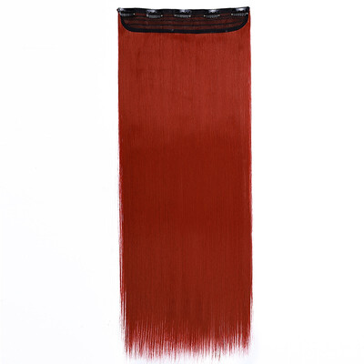 

Synthetic Fiber Clips in on Hair Extension 34 Full Head One Piece 5 Clips Long Silky Straight Curly Wavy