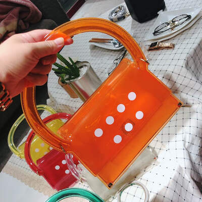 

Transparent Jelly Women Small Top handle Tote Bag Clear Lady Luxury Designer Handbag Dot Candy Shoulder Crossbody Bag sac a main