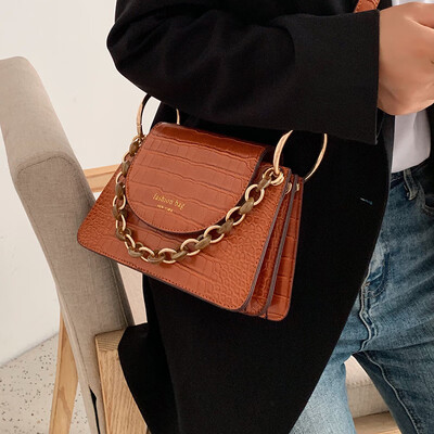 

Singapore niche bag female 2019 new fashion crocodile pattern wild chain shoulder Messenger bag small square bag