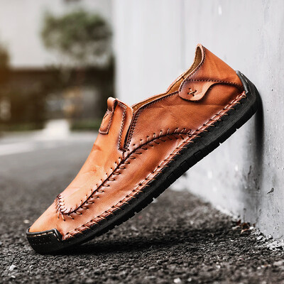 

2019 summer new breathable peas shoes mens mens leather new shoes lazy shoes cross-border large size mens shoes