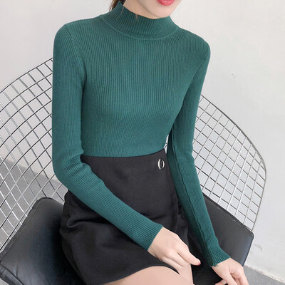 

Autumn Winter Sweater Women Long Sleeve Pullover Women Basic Sweaters Turtleneck Korean Style Knit Tops Femme