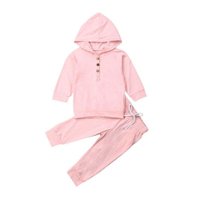 

2Pcs Newborn Kids Baby Girl Boy Hooded Tops Pants Autumn Outfits Clothes Set