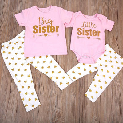 

HOT Newborn Baby Little Sister Romper Big Sister T-shirtLong Pants Clothes Outfits