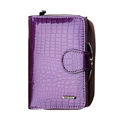 

Patent Leather Short Wallet Women Purse Alligator Pattern Card Bags Clutch