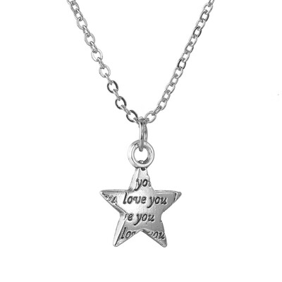 

New Design Footprint Heart I Love You Nevckalce Silver Chain Necklace Pendant For Women Men Romantic Couple Statement Jewelry