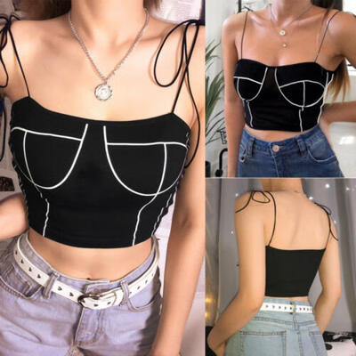 

Fashion Womens Casual Tank Top Blouse Ladies Slim Print Crop Top T-Shirt Cami