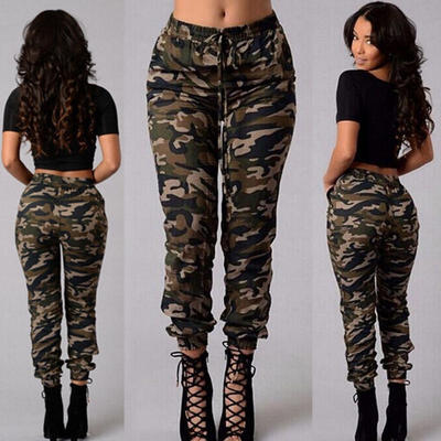 

Women Camouflage Pants Camo Casual Cargo Joggers Military Army Harem Trousers