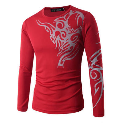 

Fashion Casual Style Domineering Mens T Shirts Stamp Printing Tattoo Tide Cultivating Long Sleeve T Shirts For Men