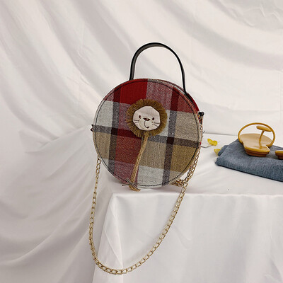 

2019 new foreign plaid bag versatile ins fairy small net red cross bag mini chain small round bag