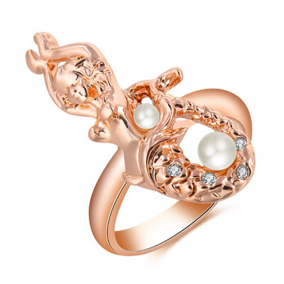 

Rings for Women Rose Gold Plated Mermaid Man-made Pearl Zircon Beads for Jewelry Making Charm Weeding Christmas Gift