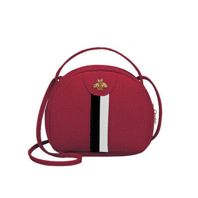 

Trend Lady Bee Metal Messenger Bag Color Striped Stitching Bag Portable Coin Purse New Product Shoulder Crossbody Bags