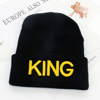 

Men Women Hip Hop Warm Winter Beanie Knit Caps King Queen Cap Couple Hat Unisex
