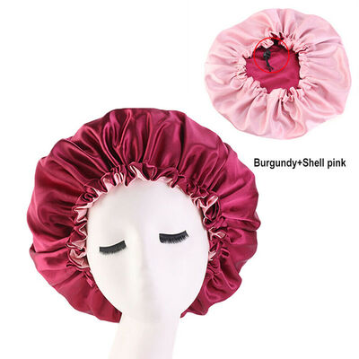 

Women Satin Bonnet Cap Night Sleep Hair Protect Head Cover Wide Band Adjust Hats