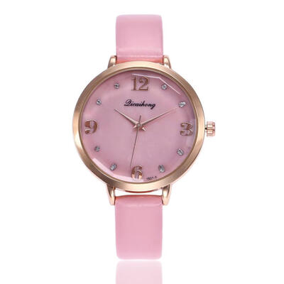 

Leather Band Analog Womens watches Round Simple clock quartz 2018 Temperament Fashionable Business wristwatches for ladies D