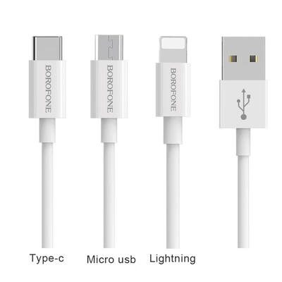 

Borofone BX22 Charge Cable 2A Quick Charging And Syncing Cord For Lightning Type-c Micro USB-Micro USB
