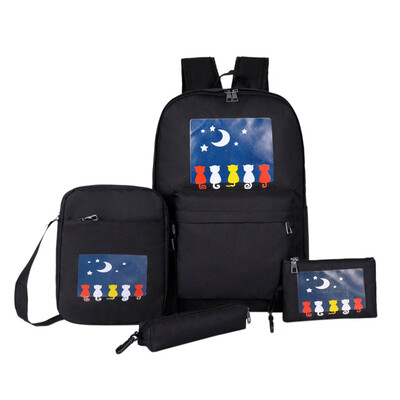

Tailored 4Pcs Women Students Nylon School BackpackCrossbody BagClutch BagPen Bag